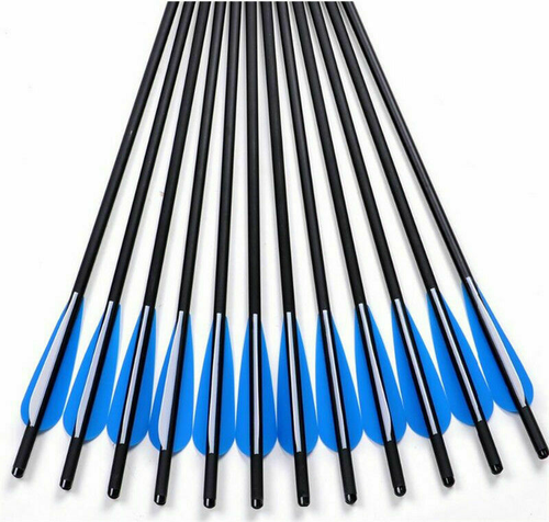 12Pcs 20" Crossbow Bolts Carbon Arrows Half Moon Nocks 8.8mm Shooting Broadheads - Picture 3 of 24