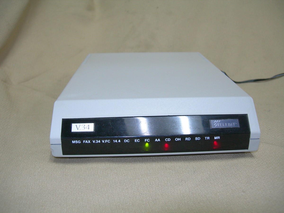 TeleBit V.34 Fax Modem 727946 vintage external LED faxmodem