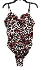 Women's Plus Size 4XL One Piece Swimsuit Animal Print Ruching Slimming Underwire