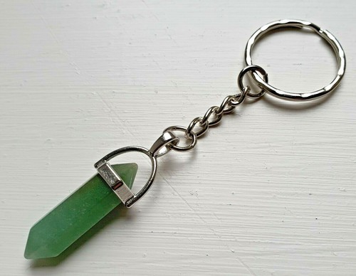Natural Gemstone Keyring Crystal Point Pendant Charm Yoga Reiki Healing Key-Ring - Picture 15 of 29