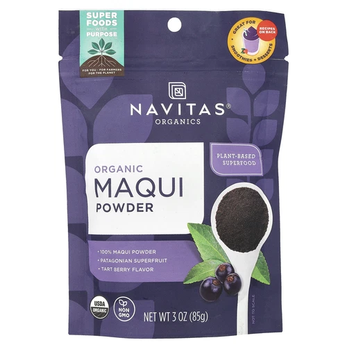 Navitas Organics Organic Maqui Powder Tart Berry 3 oz 85 g B Corp, BPA-Free,