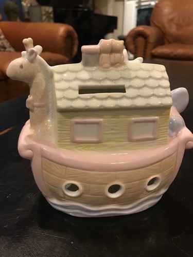 1995 Precious Moments Noahs Ark Piggy Bank 6x6in NEW - Picture 5 of 5