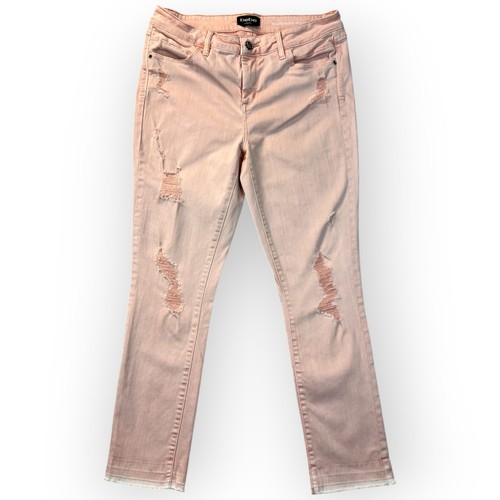 Bebe Womens Heartbreaker Skinny Jeans Peach Stretch Distressed Sz 29 30x26 Y2K - Afbeelding 1 van 17