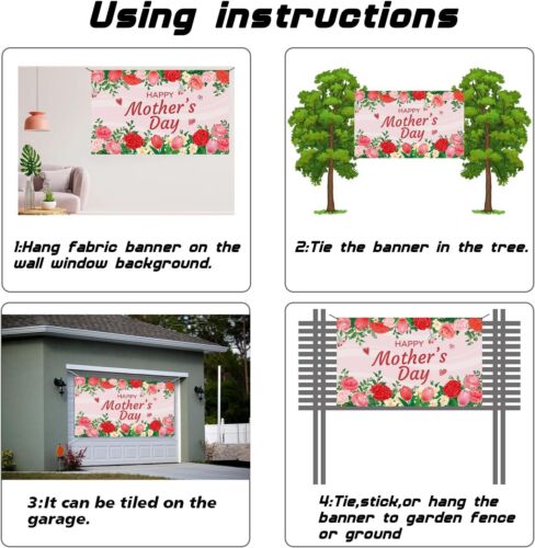 Large 71" X 43" Happy Mothers Day Banner, Pink Mothers Day Backdrop, Happy Mothe - Picture 5 of 7