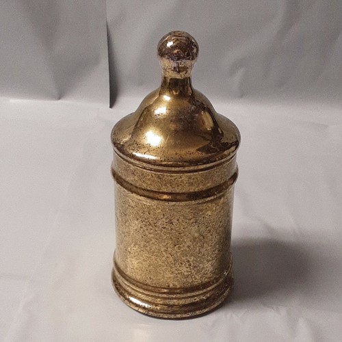 Tarro cubierto vintage de mediados de siglo United Glass compota dorada - Imagen 1 de 8