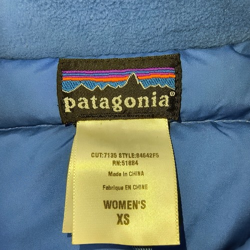 Patagonia Puffer Goose Down Full Zip Vest Womens Size XS Blue 84642F5 Flaw* - Picture 5 of 6