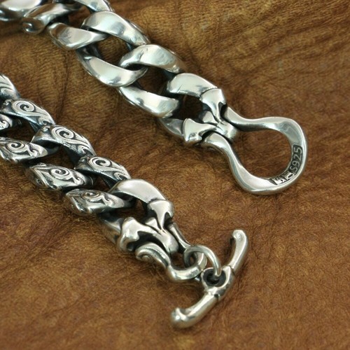 925 Sterling Silver Auspicious Clouds Chain Necklace Mens Punk Jewellery TA155C - Picture 6 of 22