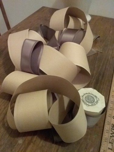 Antique French Satin Taupe Ribbon on Spool over 6 yards Passementerie Sewing - Picture 7 of 8