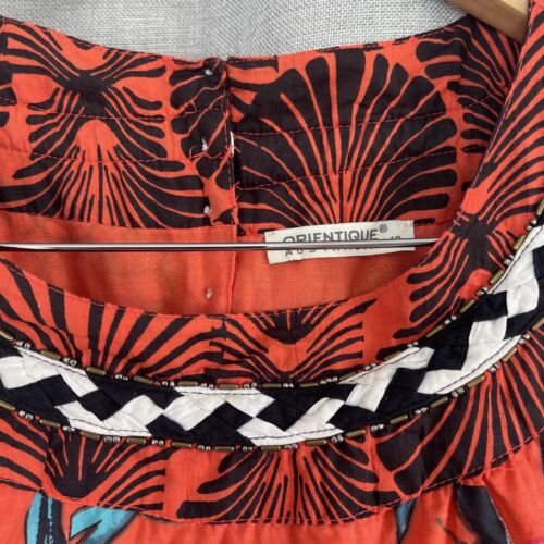 Orientique Maxi Dress. Asian Print. Fully Lined. Cotton Sz 10 - Picture 3 of 11