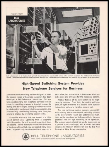 1964 E. G. Hughes Photo Bell Telephone Laboratories Switching Systems Print Ad