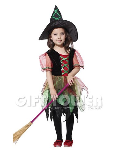 Vestido Disfraz Bruja Halloween Niñas M, L, XL Edades 4-10 - Imagen 1 de 3