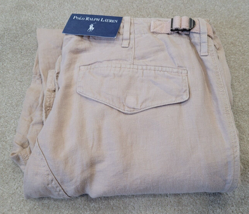 New Polo Ralph Lauren Men's Santa Fe Pink Oyster Linen Cargo Pants 35/30 - Picture 19 of 24