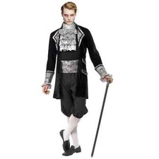 Fever Adult Baroque Vampire Costume, MED Jacket, trousers, Cravat and Cummerbund