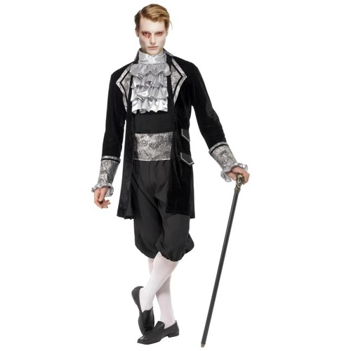 Fever Adult Baroque Vampire Costume, MED Jacket, trousers, Cravat and Cummerbund - Picture 1 of 5