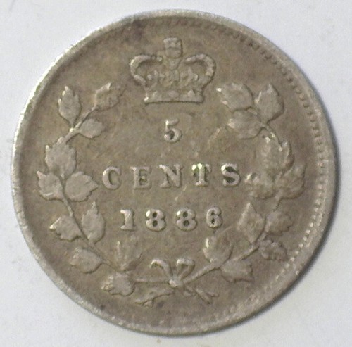 CANADA QUEEN VICTORIA 1886 SMALL 6 5 CENTS CH VF+ - Picture 3 of 3