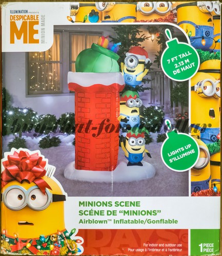 *NEW* 7' ft Inflatable Minions-Christmas Santa Minion-Airblown-Presents-Chimney - Afbeelding 1 van 1