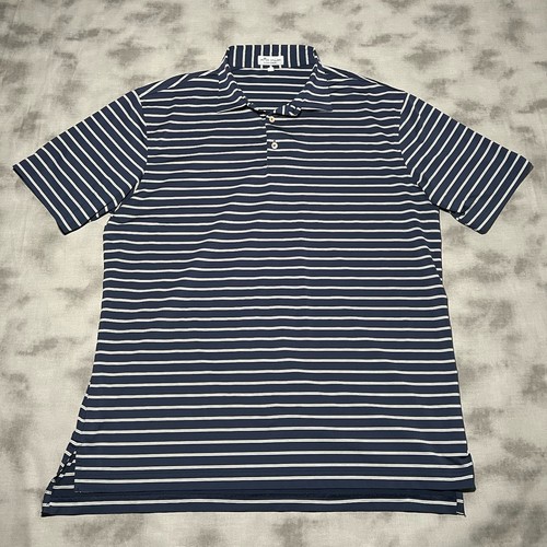 Peter Millar Hemd Herren Large Polo blau weiß gestreift Sommer Komfort Golf - Bild 1 von 7