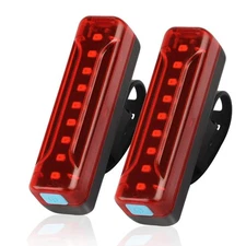 2PK Rechargeable LED Bike Tail Light Bicycle 5 Modes Cycling Warning Rear Lamp