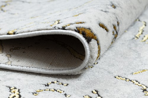 Moderner Eleganter Struktur Läufer Teppich ALLURE Marmorrahmen Glamour Weiß / Gold - Bild 10 von 10
