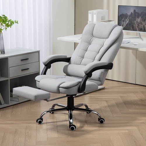 Home Office Chair High Back Computer Chair with Swivel Wheels Light Grey - Picture 9 of 11