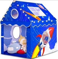 Outer Space Kids Tent with Mat  LED Star Lights, Boys and Girls Play House