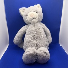 Jellycat London Bashful Gray  White Kitty Cat Plush Stuffed Toy 12"