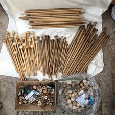 Large Craft Lot Wooden Dowels  Ends Varying Lengths Sizes Designs NOS