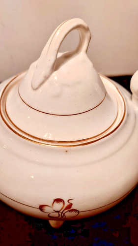 Antique Tea Leaf Pattern 1800's Sugar Bowl 6 Footed, 2 Handles &1 Lid Preowned - Afbeelding 3 van 21