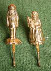 Vintage Nutcracker & Santa Claus Brass Christmas Stocking Holders NN Korea 1997