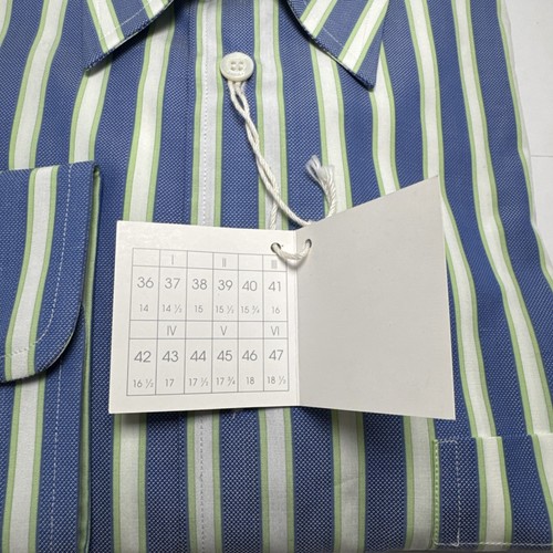 Camisa de Vestir Brioni Algodón Abotonada L Azul Blanco Verde Rayas Nueva con Etiquetas Nueva con Etiquetas - Imagen 15 de 19