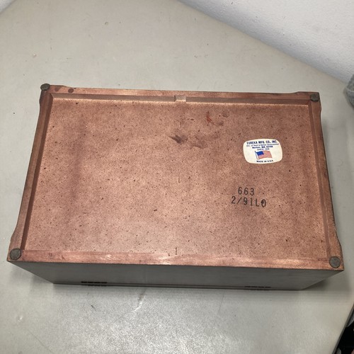 REED & BARTON EUREKA 3-TIER 15" MAHOGANY FINISH WOOD JEWELRY BOX BRASS 2 DRAWERS - Picture 20 of 21