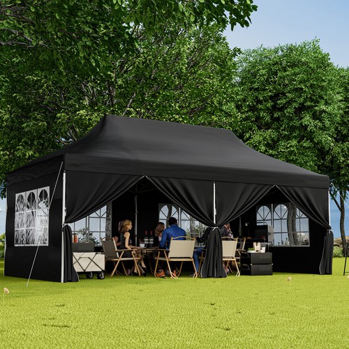 10 x 20FT Pop up Canopy w/6 Sidewalls, Zippered Entrances, Windows, Carrying Bag - Picture 4 of 8