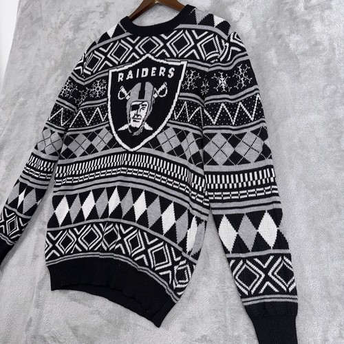Las Vegas Raiders Sweater Knit Mens Size Large NFL Team Apparel “Ugly Christmas” - Picture 3 of 10