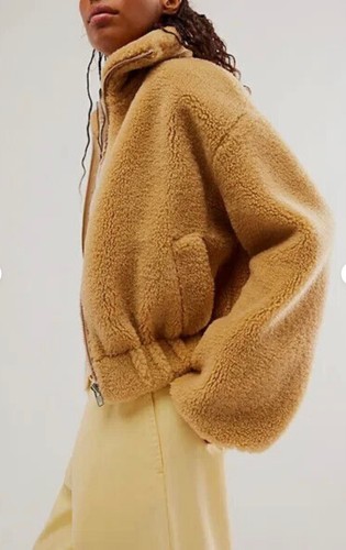 FREE PEOPLE Get Cozy Teddy Jacket in Camel Tan Size Large BNWT RRP £158 - Picture 6 of 6
