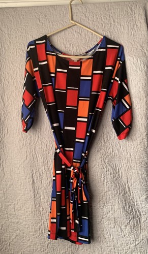 Banana Republic Shift Dress Womens M Boho Retro Geometric Knee Length Sleeveless - Picture 1 of 8