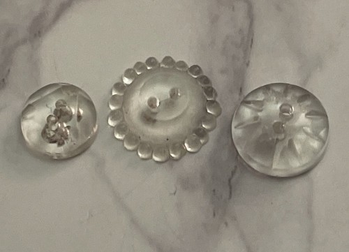 Vintage 10 Czech Clear Depression Crystal Glass Crafting Buttons 107-40 - Picture 7 of 14