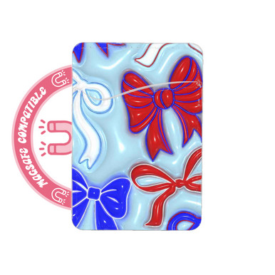 abbyrose Red White & Bows MagSafe Card Holder Pocket for iPhone 12 13 14 15 16 - 第 1/1 張圖片
