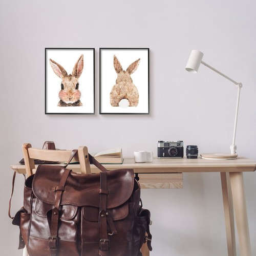Stupell Cute Bunny with Cotton Tail Back Blushing Rabbit 2pc 16 x 20 - Picture 3 of 5