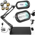 10X Square Magnifying Glass with Light and Stand, Real Glass LED Lighted Magn...