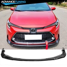 Fits 20-24 Toyota Corolla L LE XLE Hybrid LE Gloss Black Front Bumper Lip 3PCS