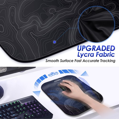 Topographic Map Pattern Mouse Pad With Wrist Rest Ergonomic Design 11X8.3 Inches - Picture 2 of 8