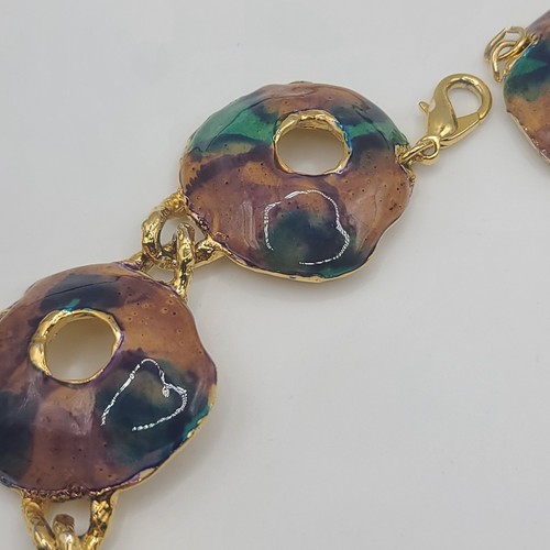 Enamel Gold Tone Water Color Necklace VERY HEAVY 18" - Picture 8 of 14
