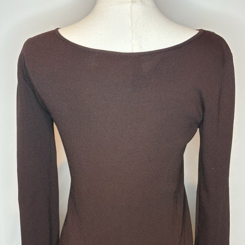 Vintage J.A.C. Brown Long Sleeve Top Women Small Leopard Trim Knit Classic - Picture 6 of 10
