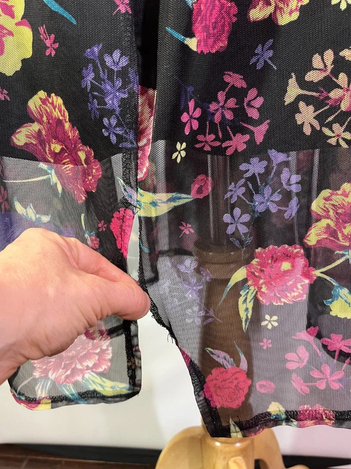 Betsey Johnson x Torrid Size 4 (4X) Midi Mesh Lace Inset Sleeveless Dress Floral - Image 3 of 4