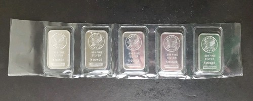 Fünf Sunshine Minting 1oz Silber Eagle Barren in Kunststoff