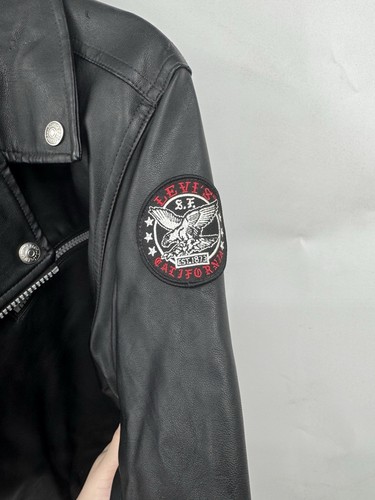 Levi’s Faux Leather Moto Biker Jacket Kids XL (13-15 Year) Black Grunge Punk - Picture 7 of 12