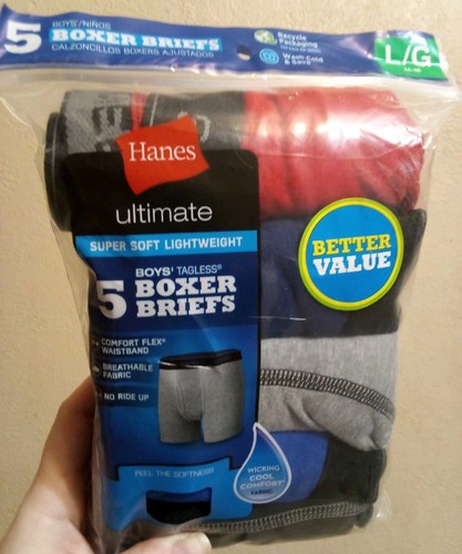 Hanes Boys Tagless Boxer Briefs 5 Pack Size L/G (14-16) Comfort Flex Waistband - Picture 5 of 5