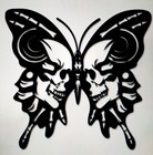 GOTHIC SKULL BUTTERFLY, black METAL Cut Out Wall Decoration dark Gift 20x17cm