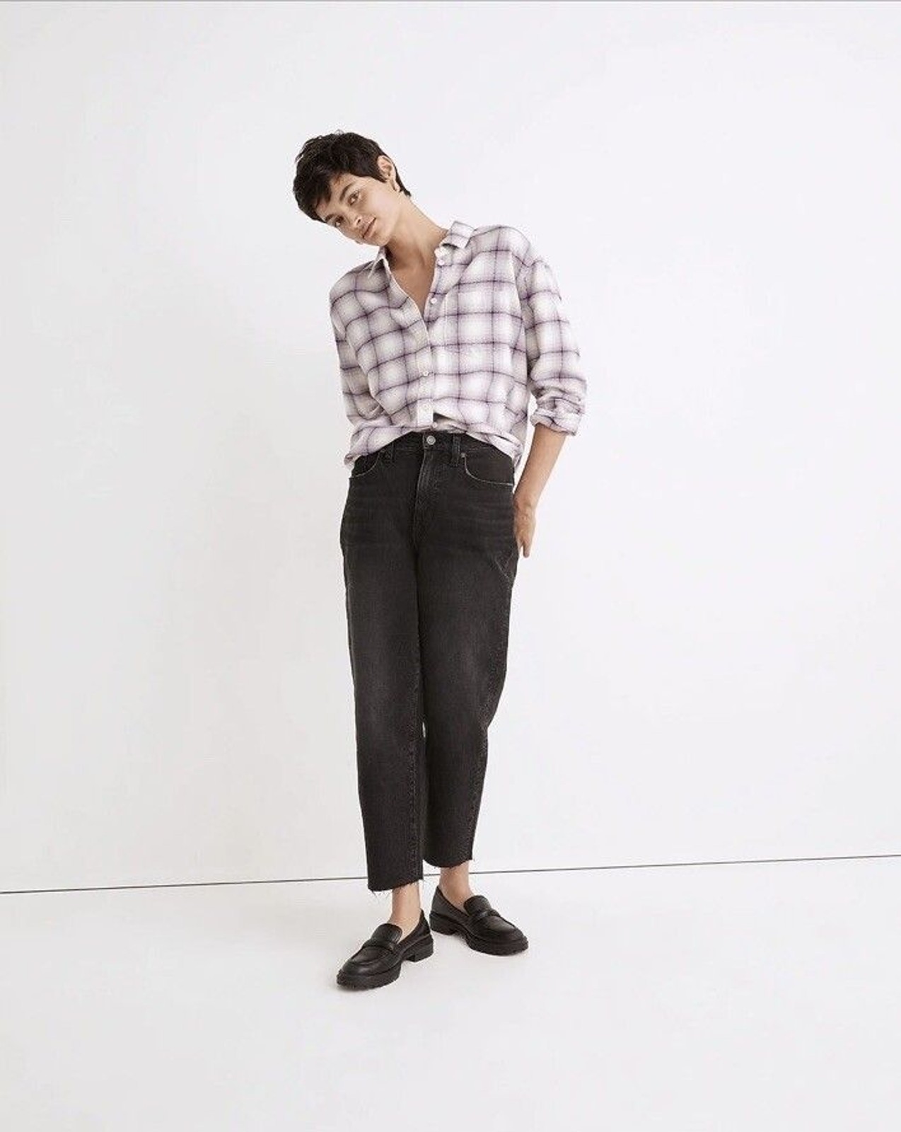 MADEWELL Balloon Style Jeans Petite in Biscayne Wash: Raw-Hem Edition
