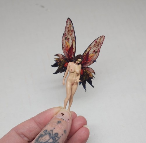 Handmade Fairy Figurine Autumn Wing Fairy. Nude Fairy Artisan Made. Fairy Garden - Picture 8 of 21